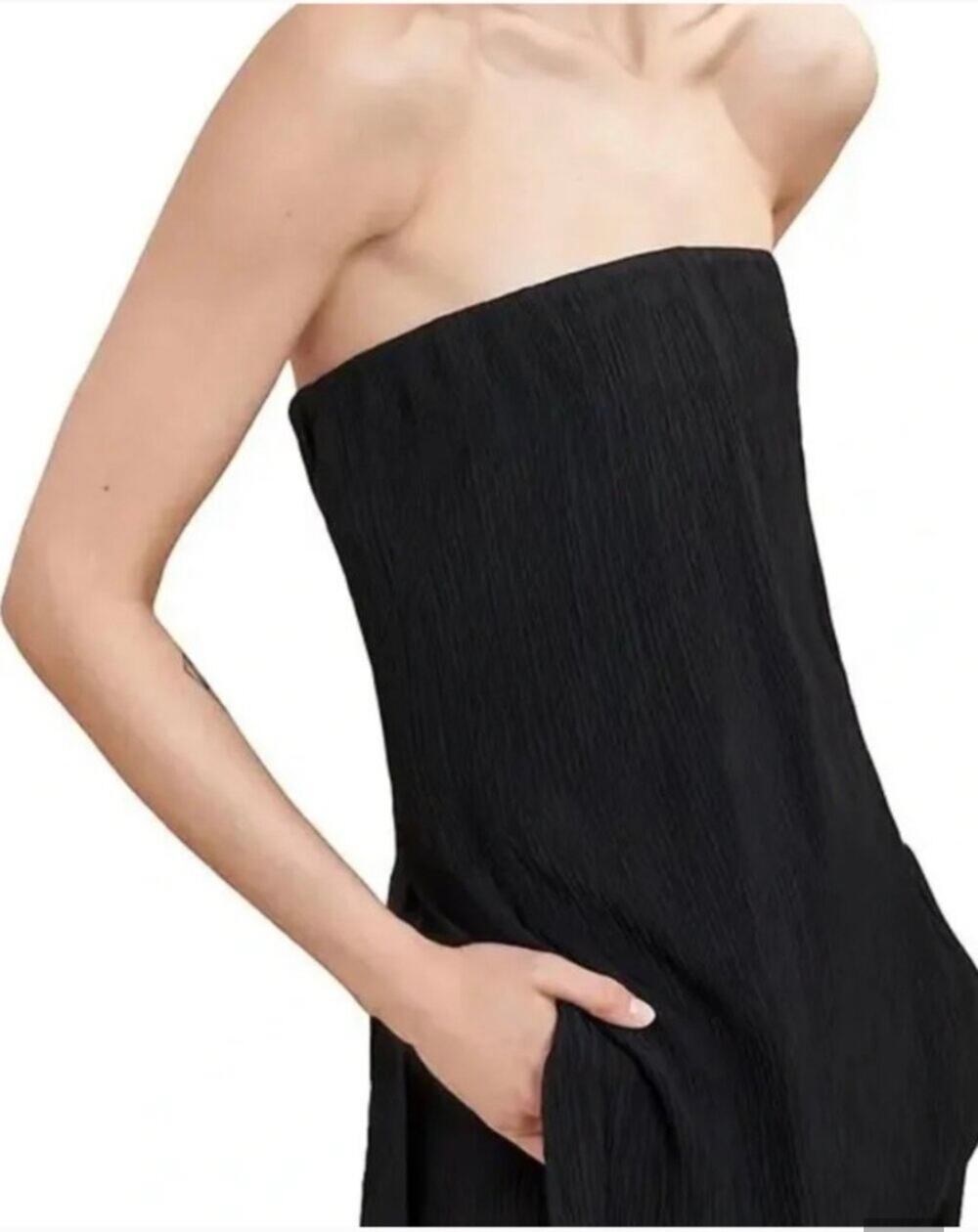 La Ligne Aria Plisse Bustier Top Black 2
